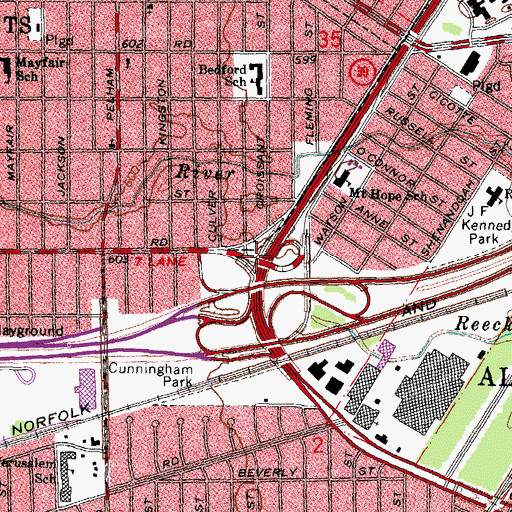 Topographic Map of Interchange 204A, MI