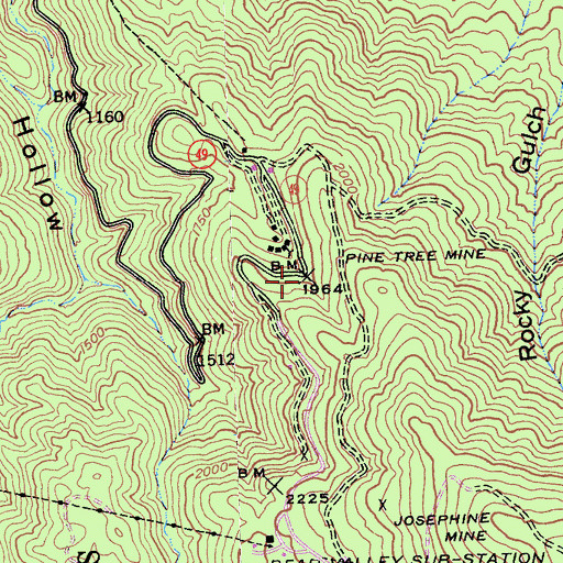 Topographic Map of Pine Tree Mine, CA