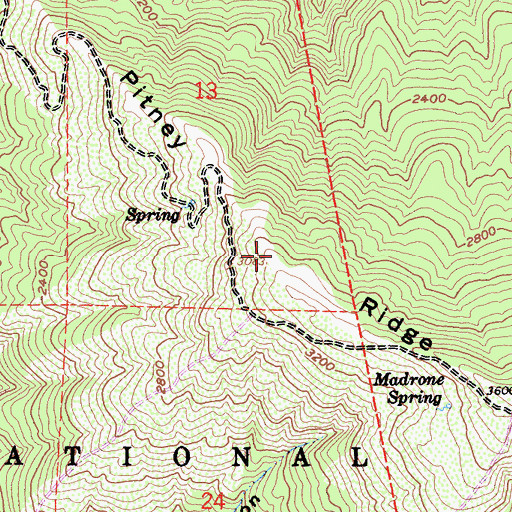 Topographic Map of Pitney Ridge, CA