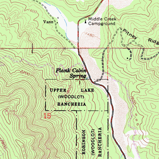 Topographic Map of Plank Cabin Spring, CA