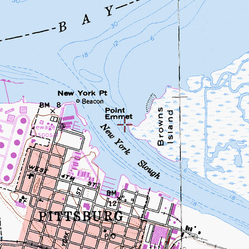 Topographic Map of Point Emmet, CA