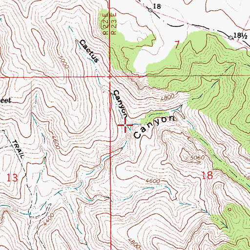 Topographic Map of Cactus Canyon, AZ