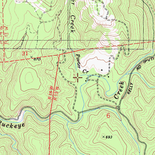 Topographic Map of Porter Creek, CA
