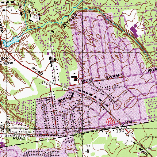 Topographic Map of Wolf Swamp Road School Library, MA