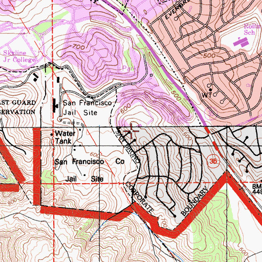 Topographic Map of Portola Elementary School, CA