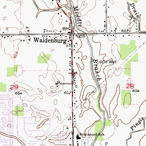 Topographic Map of Iroquois Middle School, MI