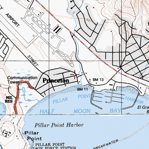 Topographic Map of Princeton, CA