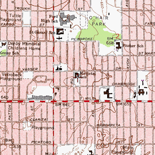 Topographic Map of Ivan Ludington Magnet Middle School, MI