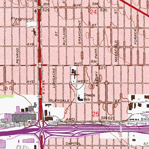 Topographic Map of J A Caldwell Baptist School, MI