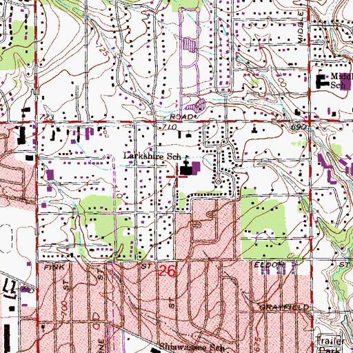 Topographic Map of J A Lanigan Elementary School, MI