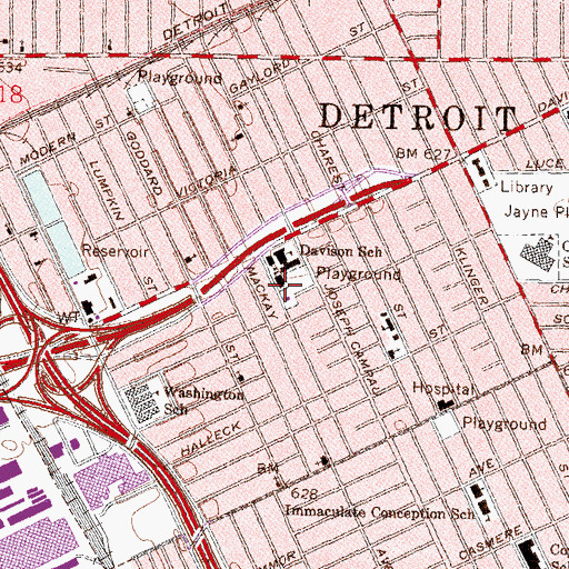 Topographic Map of Jacoby North End Alternative School, MI