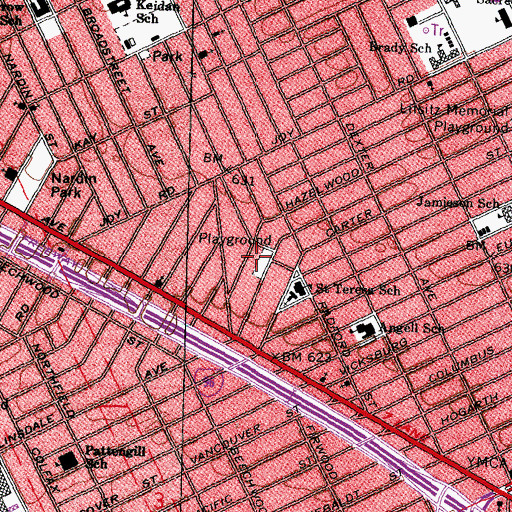 Topographic Map of James Burrill Angell Primary School, MI