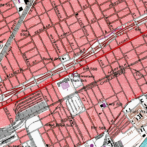 Topographic Map of James Valentine Campbell Library, MI