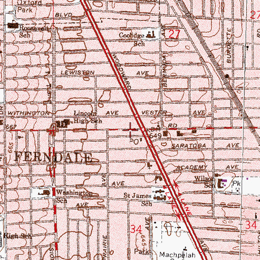 Topographic Map of Jeffries Baptist Church, MI