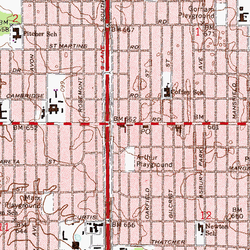 Topographic Map of Jessie C Chase Library, MI