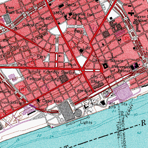 Topographic Map of Jessie C Kennedy Institute, MI