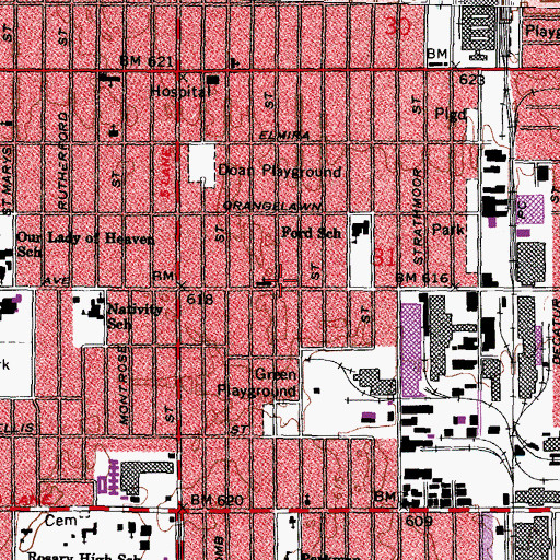 Topographic Map of Joan Ann Bullock Academy, MI