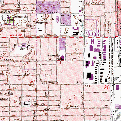 Topographic Map of John F Kennedy Elementary for School, MI