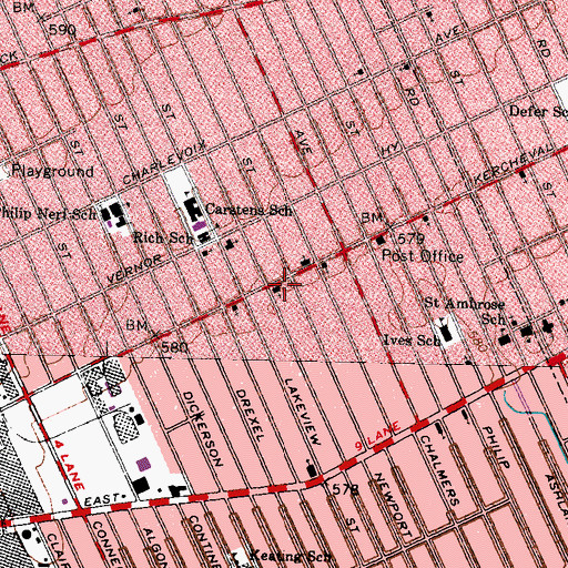 Topographic Map of John Monteith Library, MI