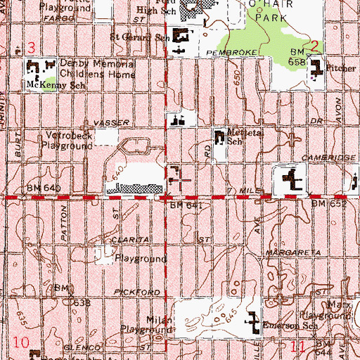 Topographic Map of Jones Memorial Church of God and Christ, MI