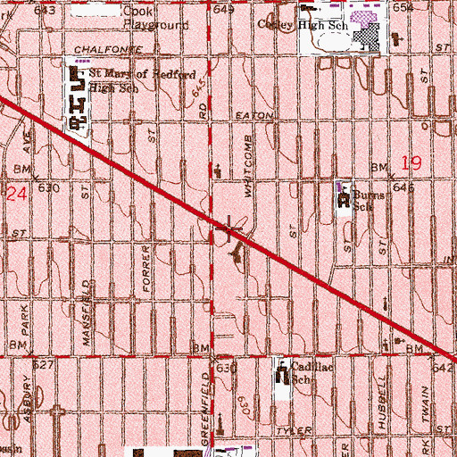 Topographic Map of Jordan College of Detroit, MI