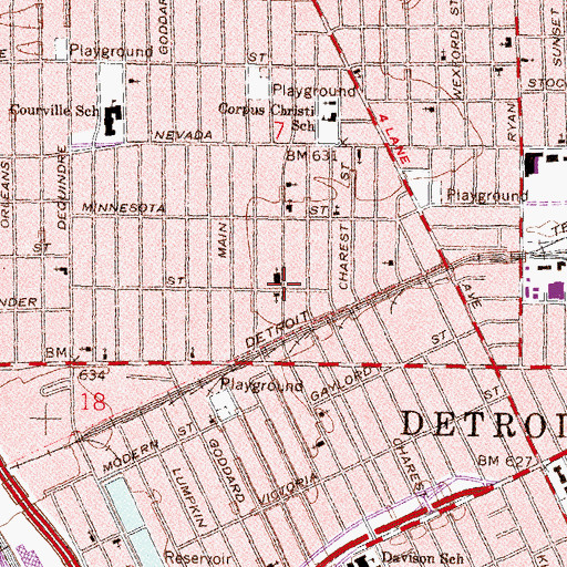 Topographic Map of Joseph Campau Avenue Church of God in Christ, MI
