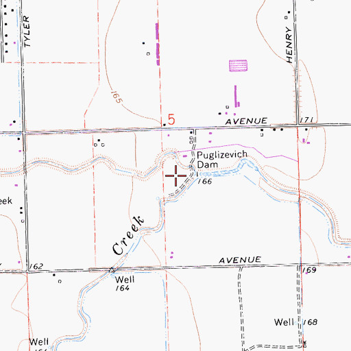 Topographic Map of Puglizevich Dam, CA