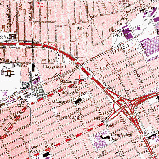 Topographic Map of Joy Preparatory Academy, MI