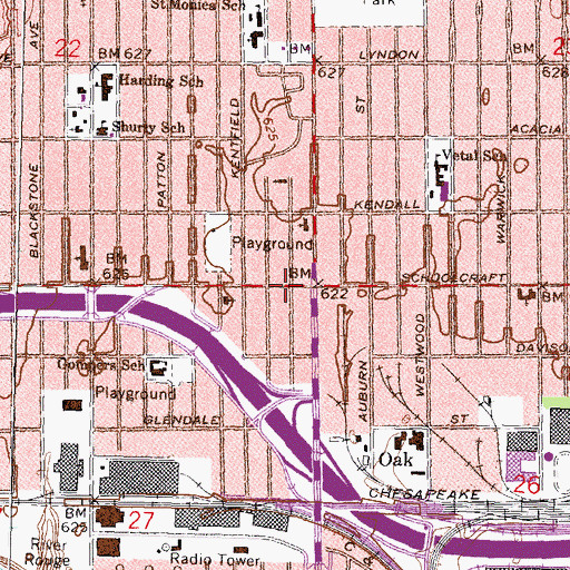 Topographic Map of Joy Temple Church of God in Christ, MI