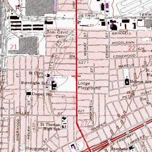 Topographic Map of Jude Missionary Baptist Church, MI