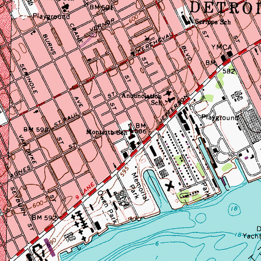 Topographic Map of Julia Ward Howe Elementary School, MI