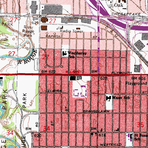 Topographic Map of Kadesh Missionary Baptist Church, MI