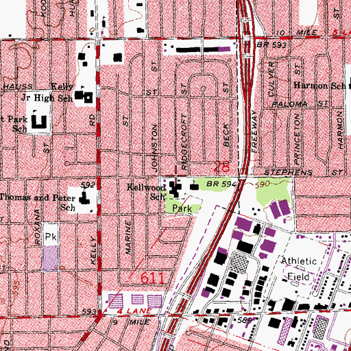 Topographic Map of Kellwood for School, MI