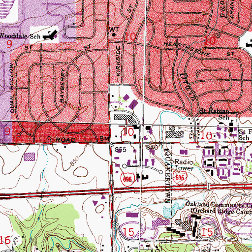 Topographic Map of Kendallwood Shopping Center, MI