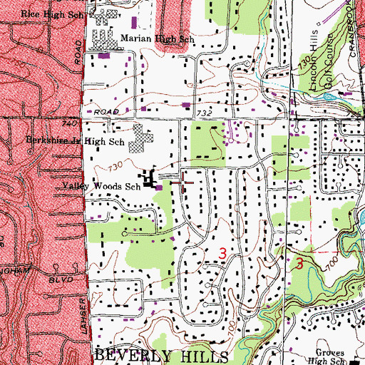 Topographic Map of Kensington Academy, MI