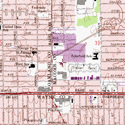 Topographic Map of Southeast Michigan Surgical Hospital, MI