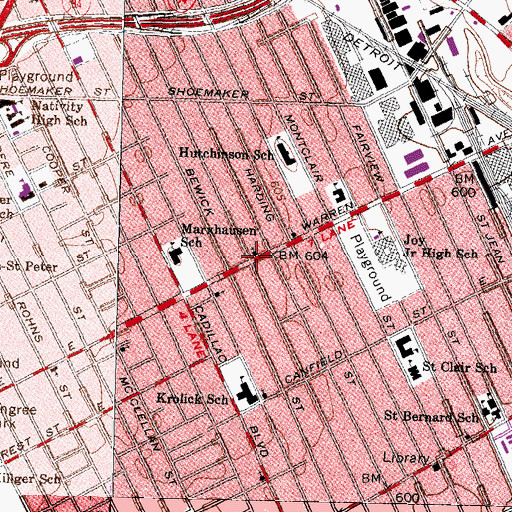 Topographic Map of King of Kings Missionary Baptist Church, MI