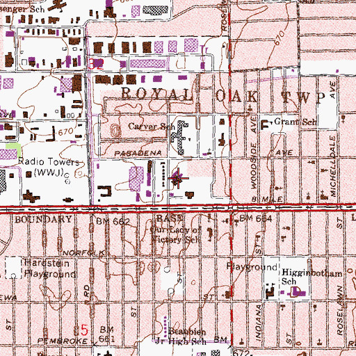 Topographic Map of Henry Ford Kingswood Hospital, MI
