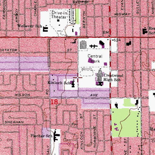 Topographic Map of Kinloch Elementary School, MI
