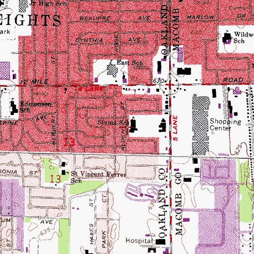 Topographic Map of Lamphere Day Treatment School, MI