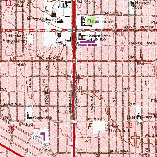 Topographic Map of Langston Hughes Academy, MI