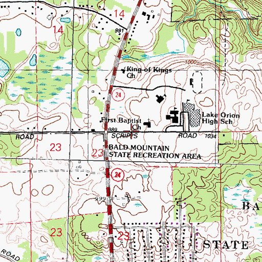Topographic Map of Learning Options High School, MI