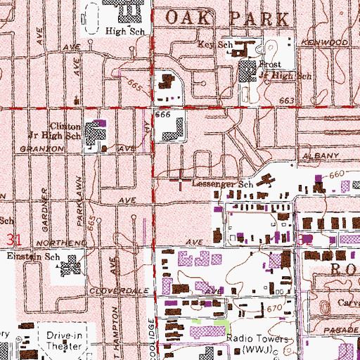 Topographic Map of Lessenger Elementary School, MI