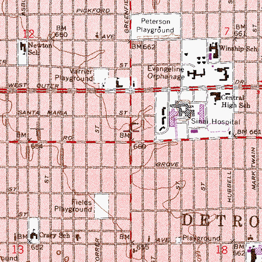 Topographic Map of Liberty Temple Baptist Church, MI