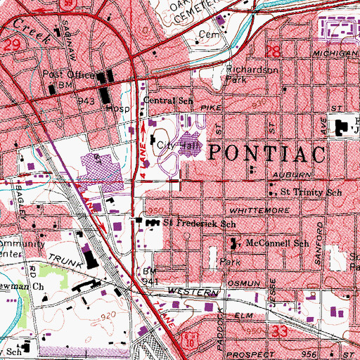 Topographic Map of Life Skills Center of Pontiac, MI