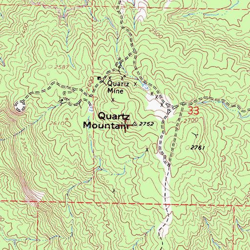 Topographic Map of Quartz Mountain, CA