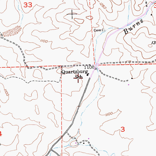 Topographic Map of Quartzburg School, CA