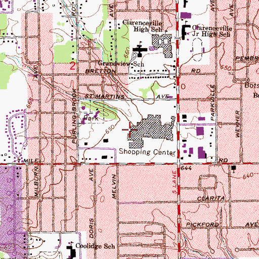 Topographic Map of Livonia Mall Shopping Center, MI