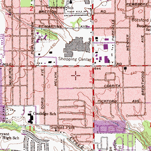 Topographic Map of Livonia Town Square Shopping Center, MI
