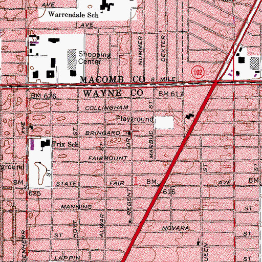 Topographic Map of Lockett Memorial Church of God in Christ, MI